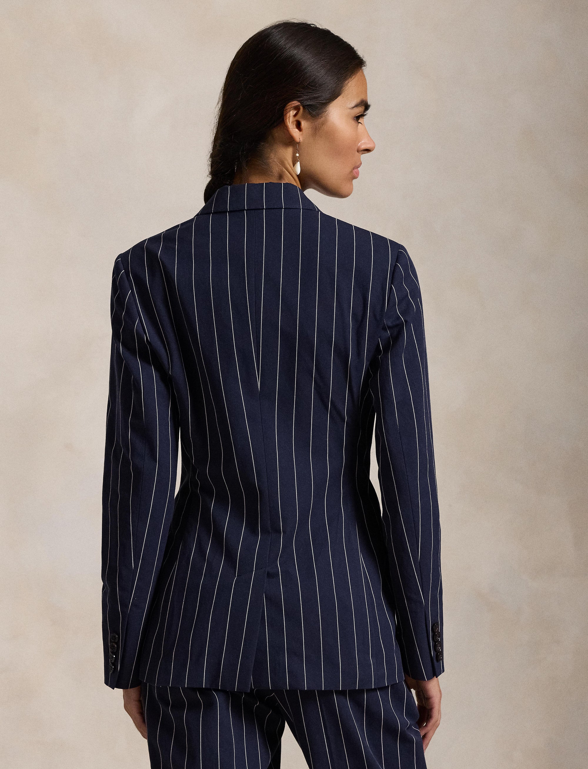 Single breasted milleraie blazer - Navy & Cream