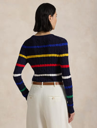 Pull rayé en coton torsadé - Navy & Multicolore