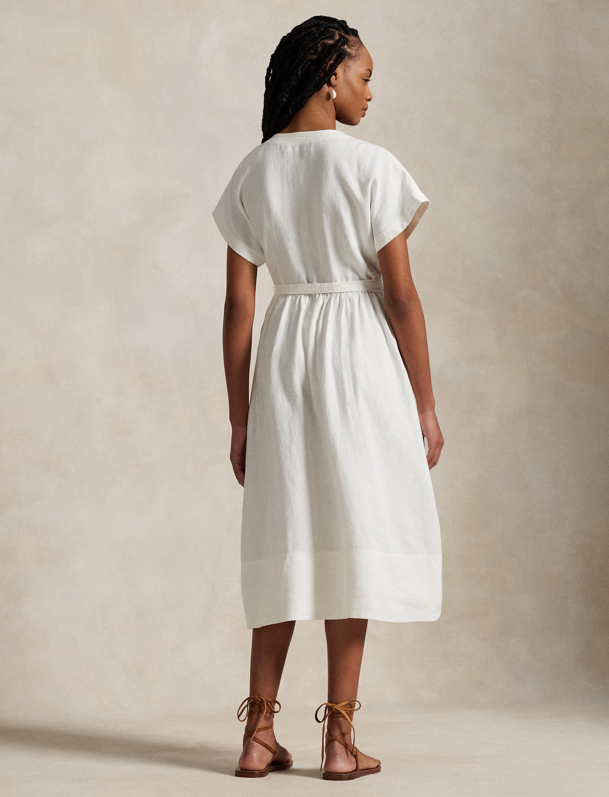 Short-sleeved wrap dress - Deckwash White