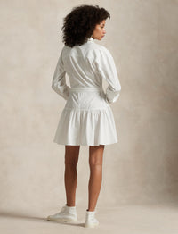 Robe-chemise à pans en popeline de coton - White