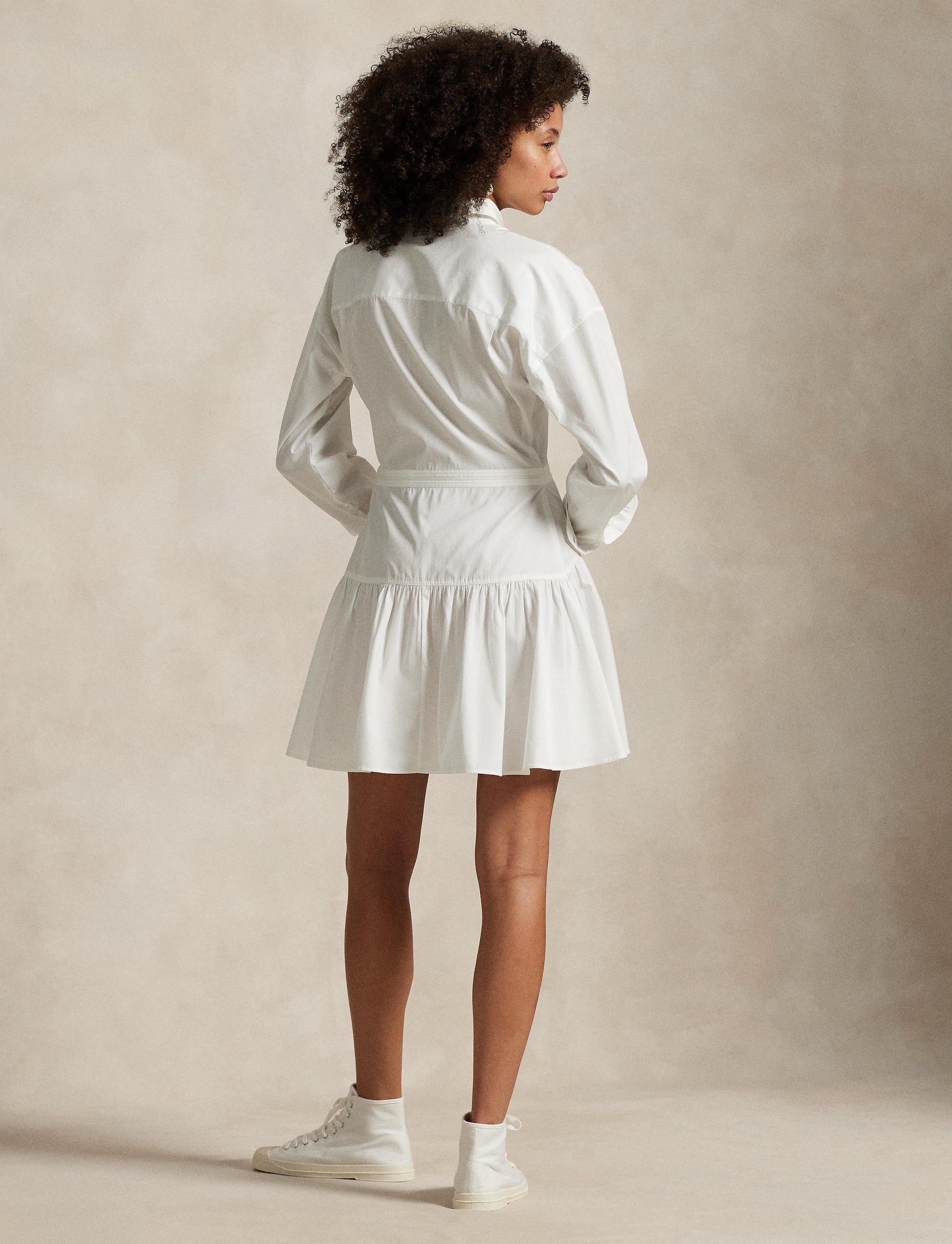 Robe-chemise à pans en popeline de coton - White
