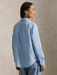 Classic Fit striped linen shirt - Light Blue & White