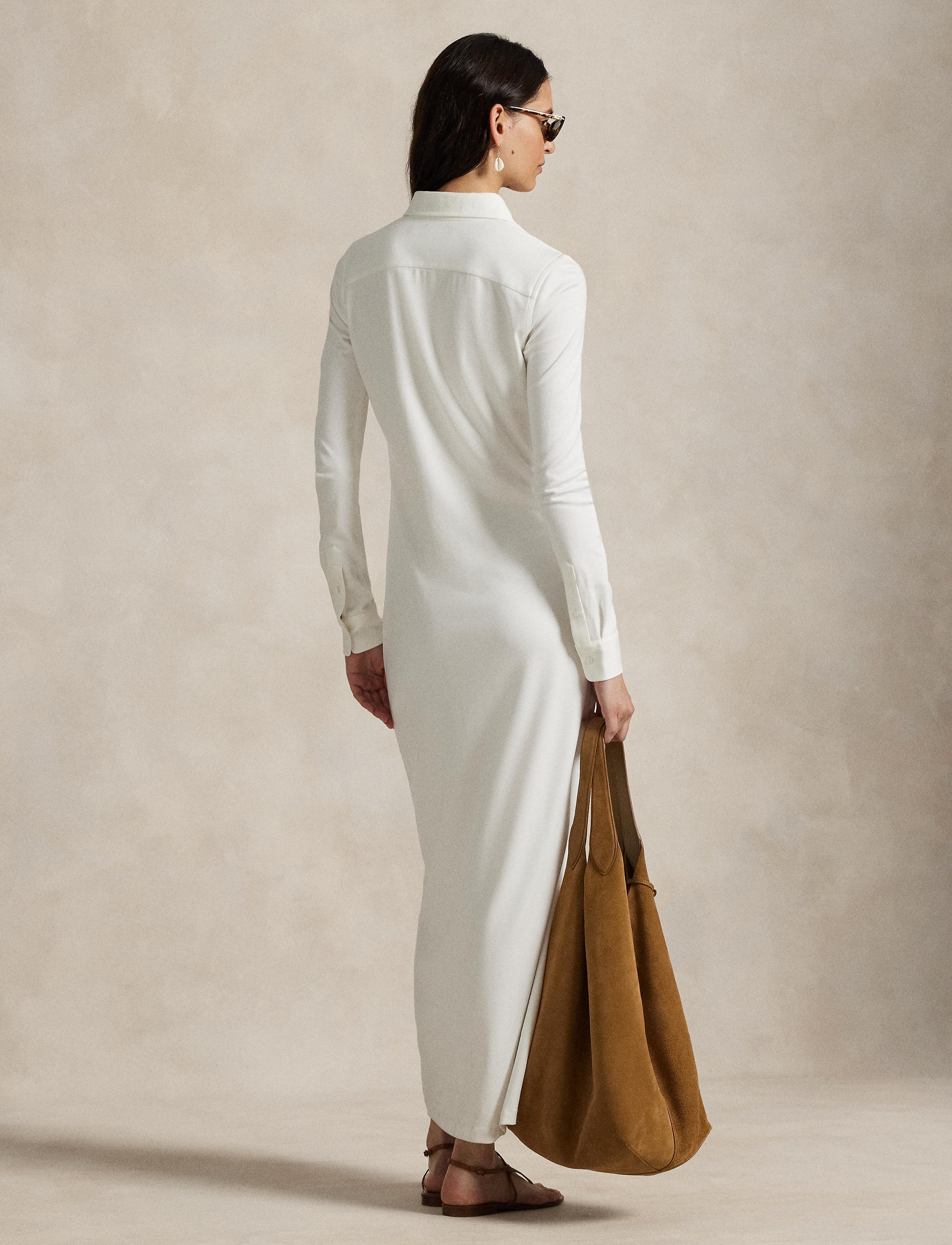 Robe-chemise boutonnée en maille - Trophy Cream