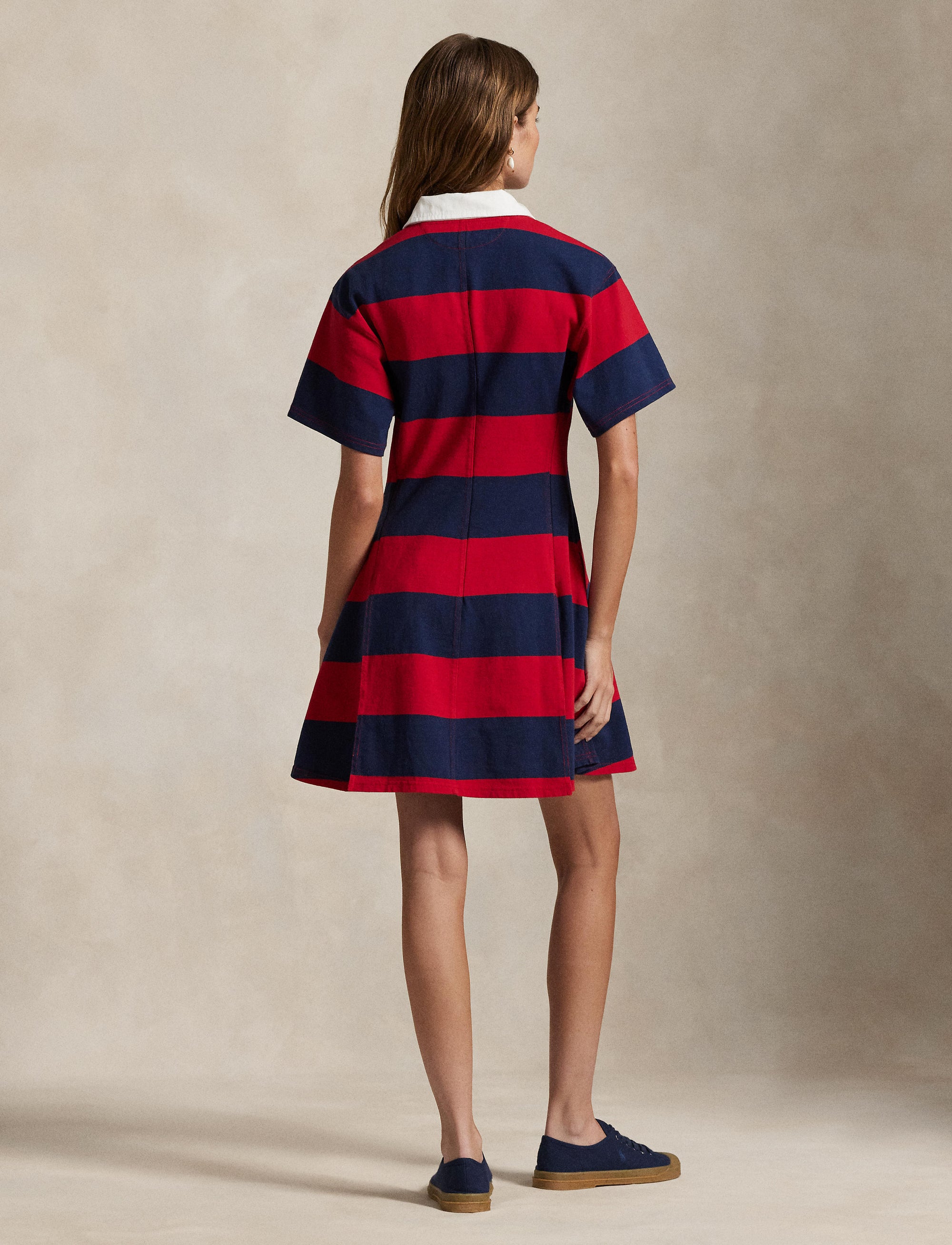 Robe de rugby rayée en jersey de coton - Polo Sport Red & Newport Navy