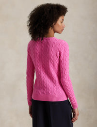 Pull à col rond en cachemire et laine mélangé - Pink Lace