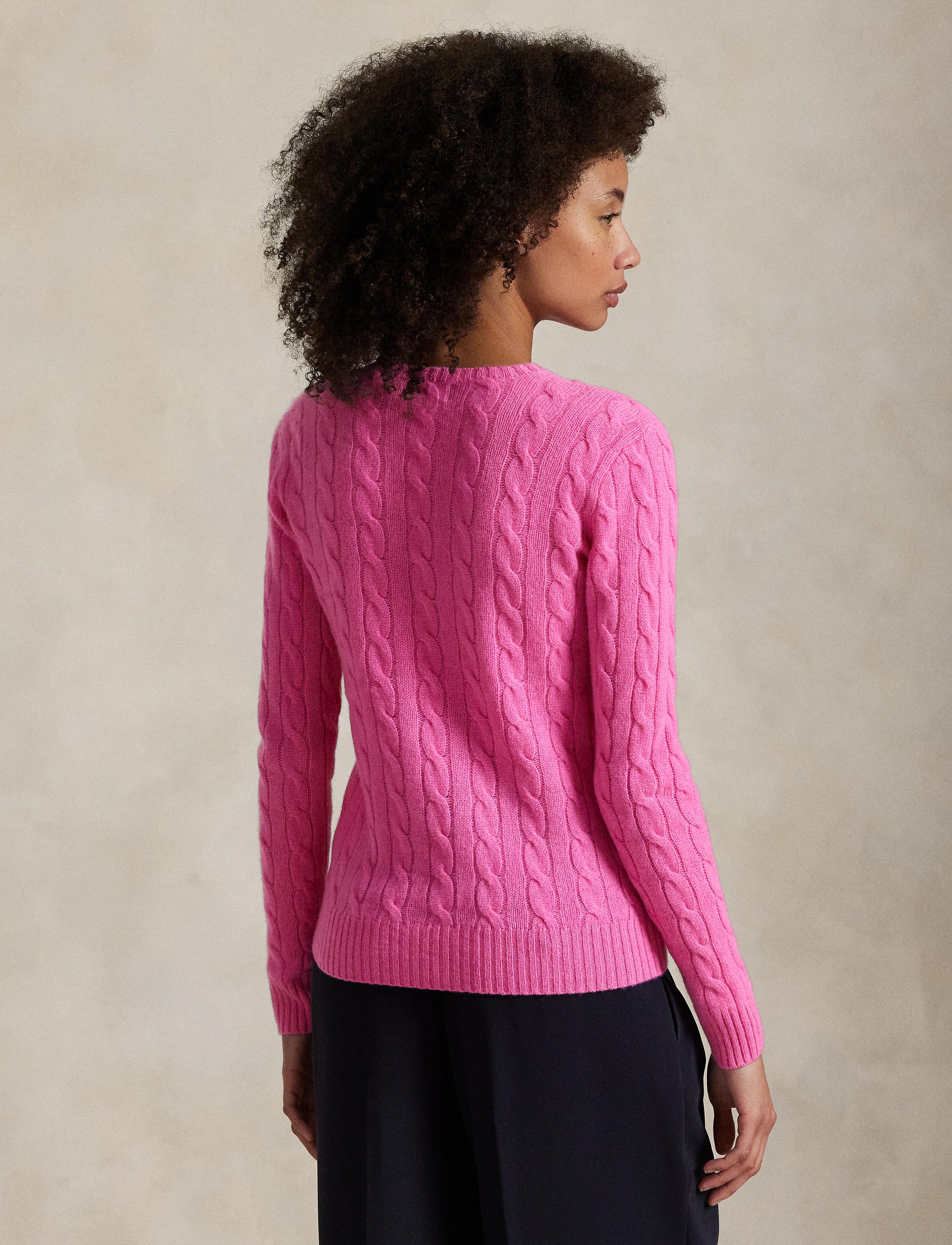 Pull à col rond en cachemire et laine mélangé - Pink Lace