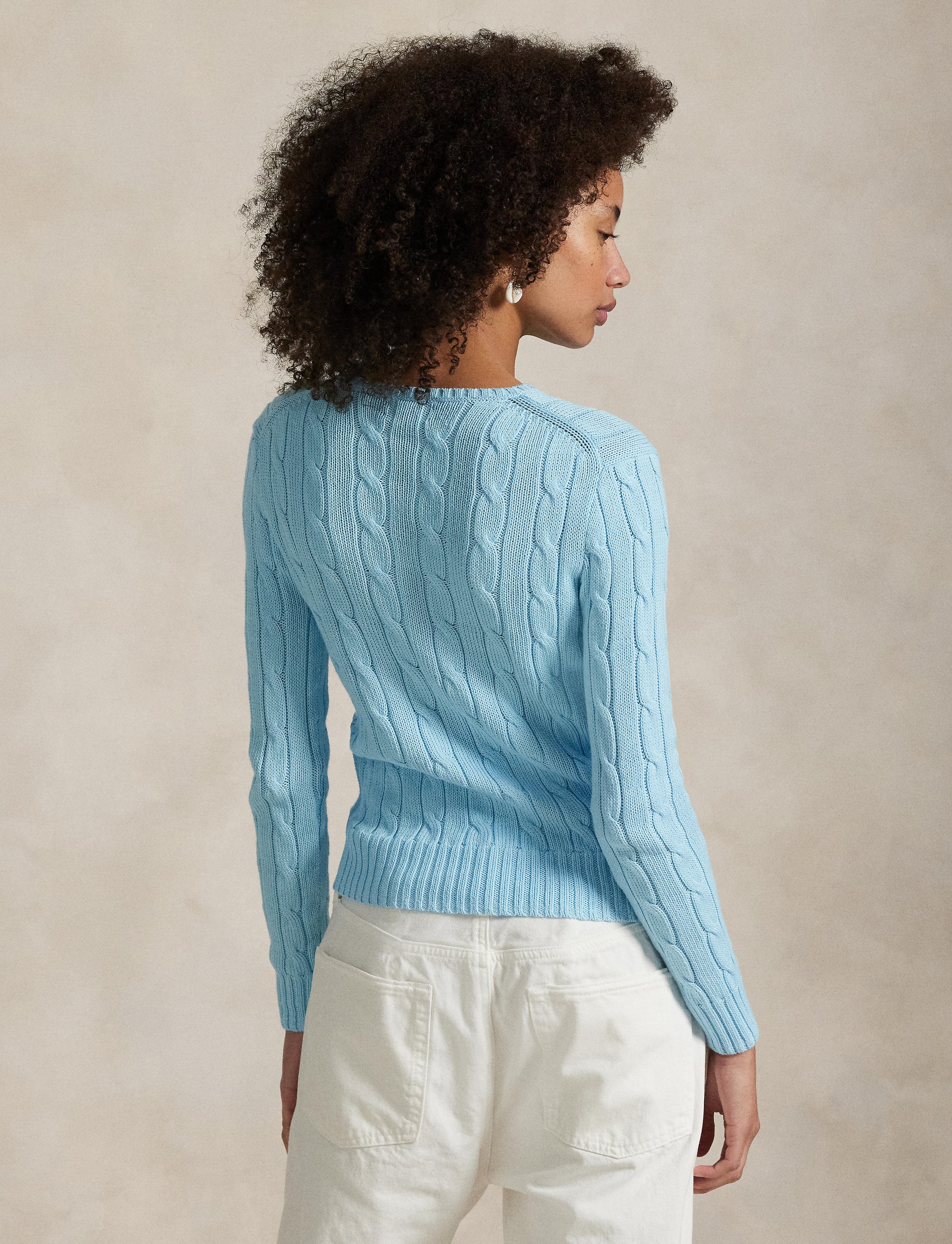 Pull torsadé à col rond en coton - Acadia Blue