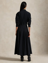 Robe-chemise à pans en toile de coton - Polo Black