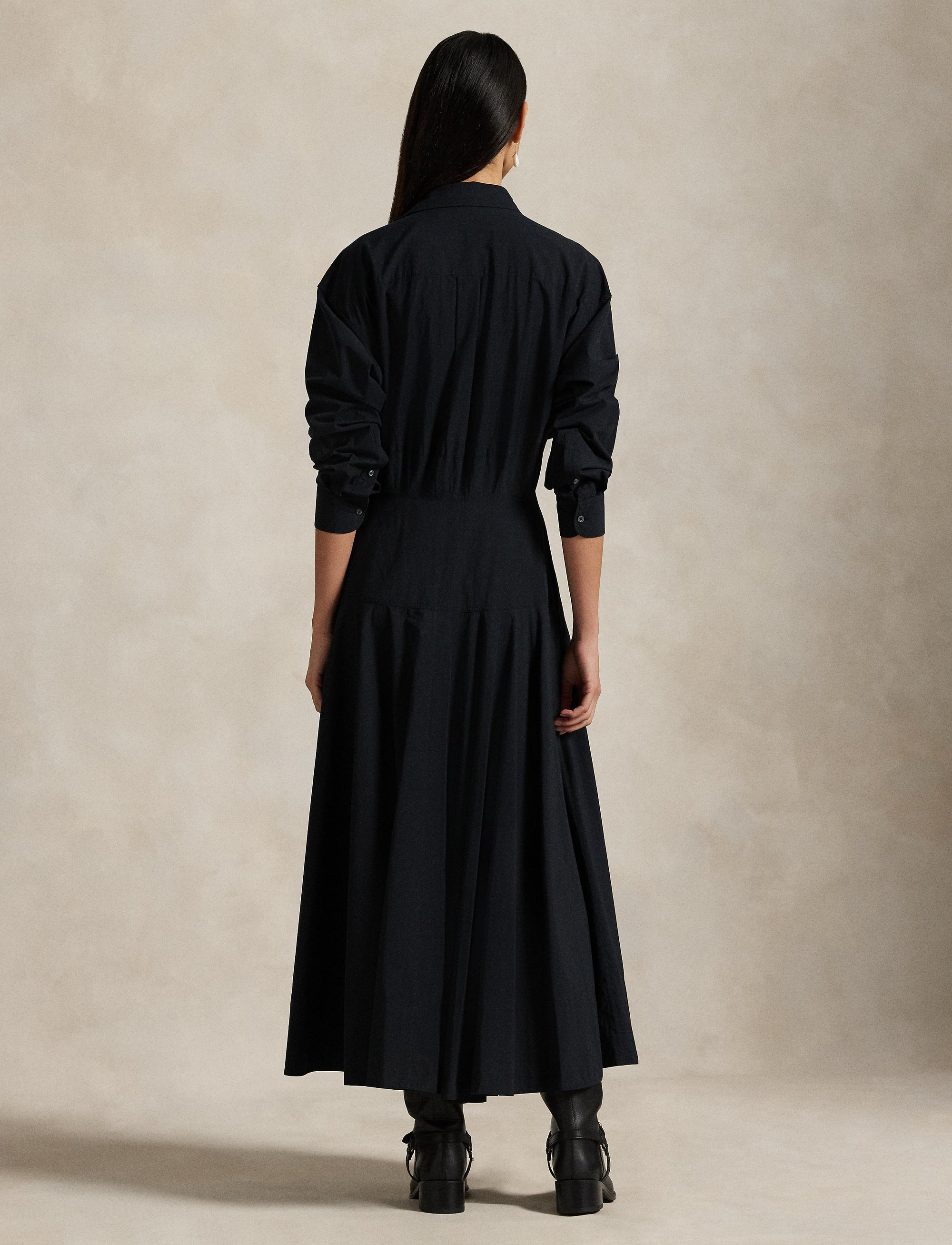 Robe-chemise à pans en toile de coton - Polo Black