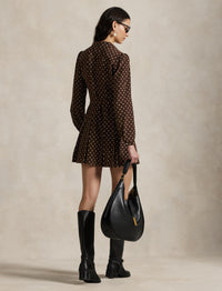 Printed silk mini-dress - Ditsy Geo Brown & Cream