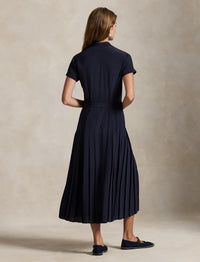 Robe-chemise plissée en crêpe de soie - Ink