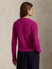 Cardigan torsadé en laine et cachemire mélangé - Carmine Pink