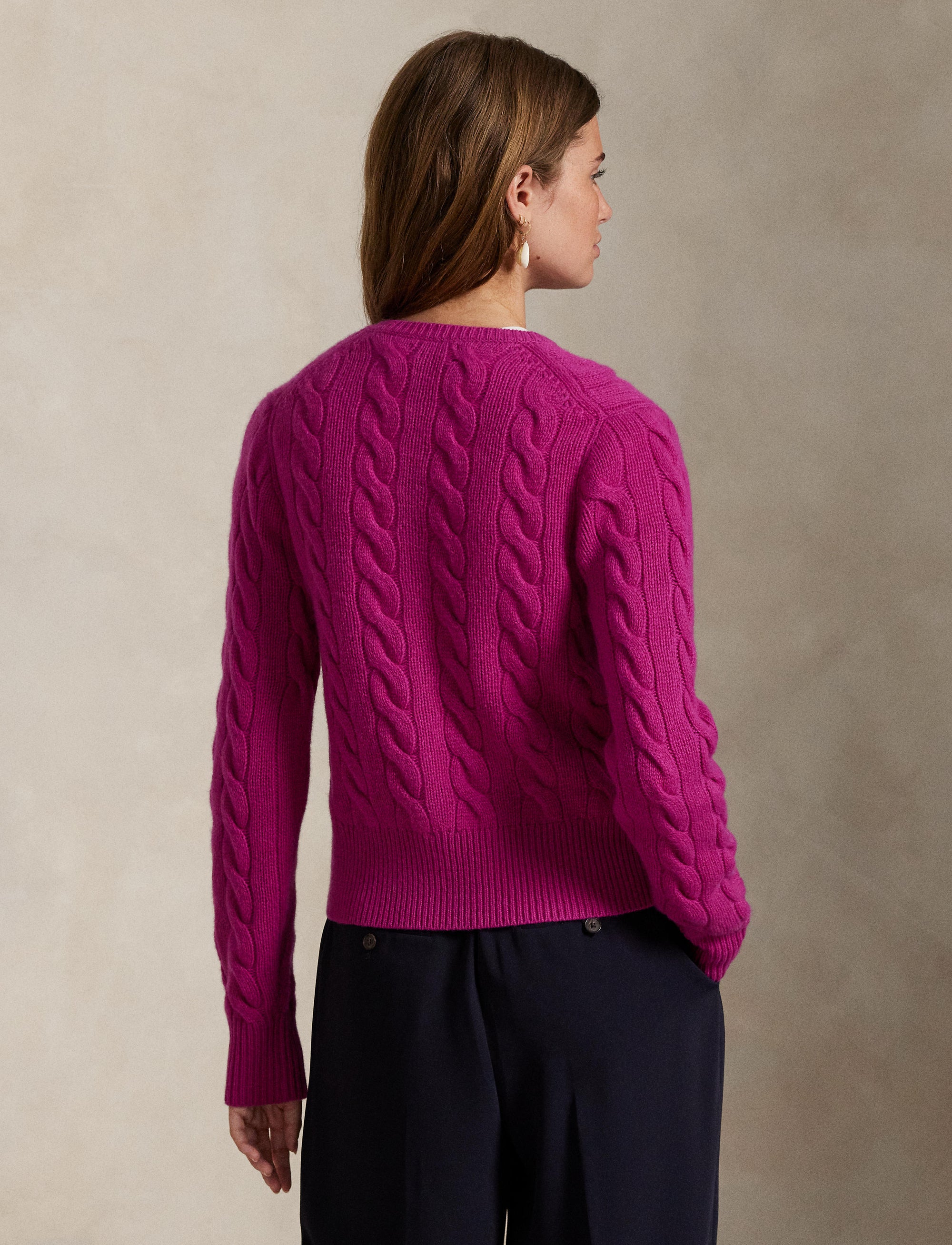 Cardigan torsadé en laine et cachemire mélangé - Carmine Pink