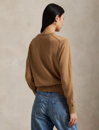 Wool round-neck jumper - Camel Melange collection