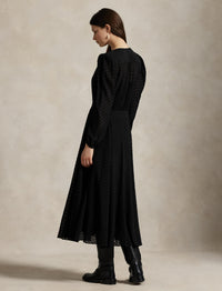 Blousant silk blend dress - Polka Dot Black & Multicolore