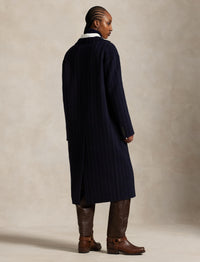 Manteau en laine milleraies - Navy Chalk Stripe