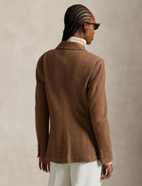 Blazer croisé à chevrons en laine - Tan Herringbone