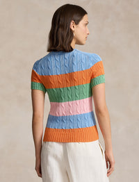 Pull torsadé rayé à manches courtes - Multicolore Stripe