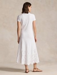 Robe Polo broderie anglaise en coton piqué - White