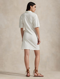 Mini-robe polo portefeuille en piqué  - White