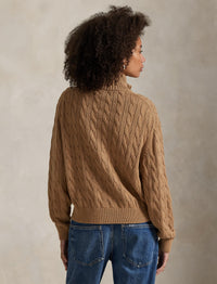 Pull demi-zippé et torsadé en coton - Collection Camel Melange