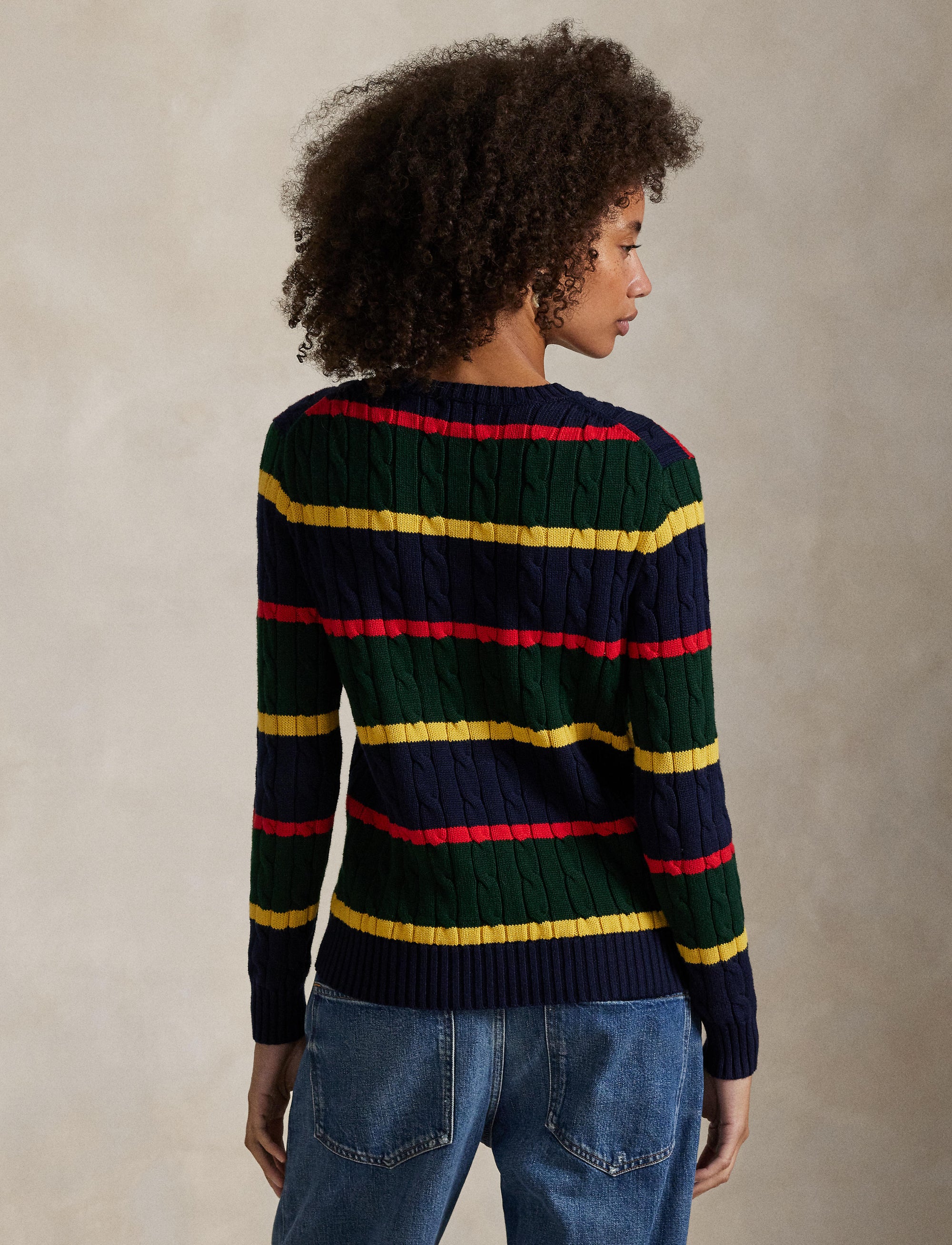 Pull rayé en coton torsadé - Navy Multicolore Stripe