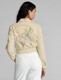 Veste brodée à la main en sergé - Stone