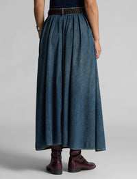 Jupe plissée en denim indigo - Medium Indigo