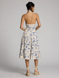 Robe nautique en jersey de lin et coton - Cream & Blue