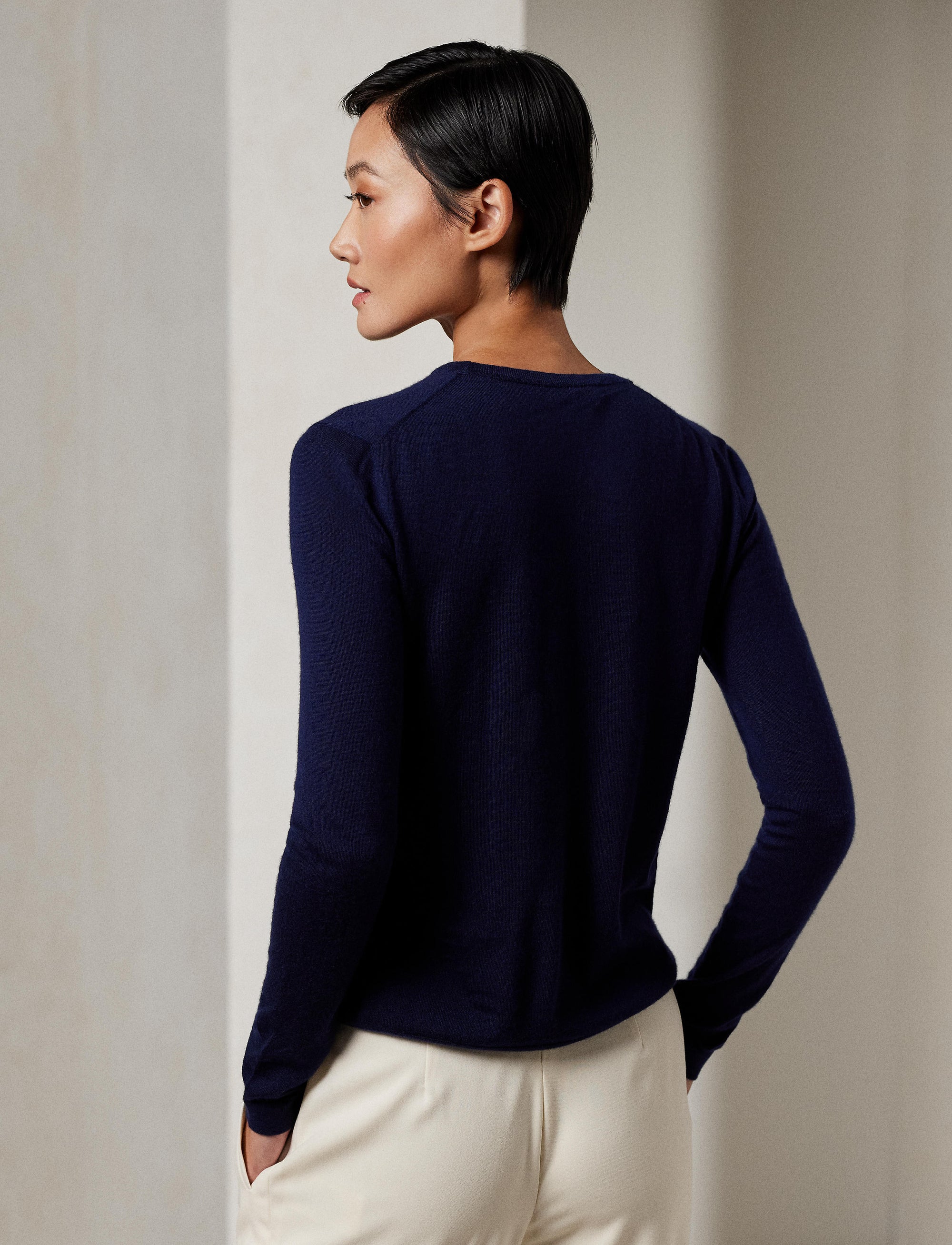 Pull col rond en cachemire - Lux Navy