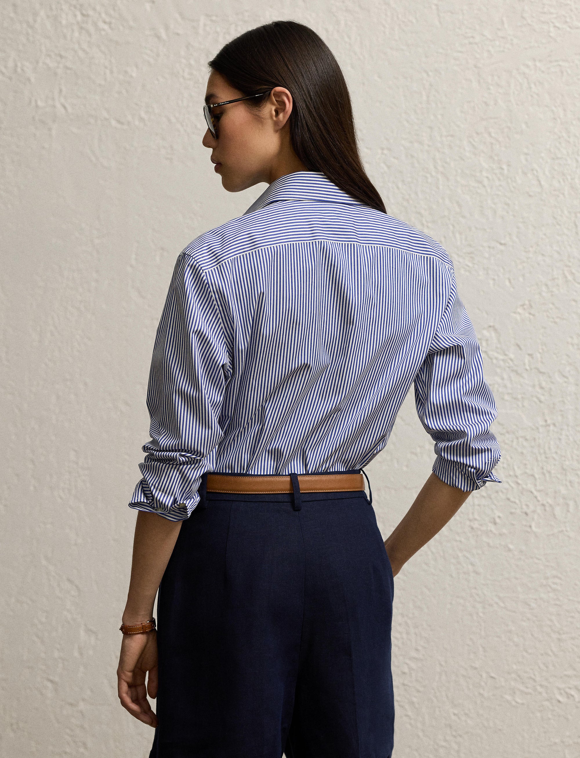 Chemise Capri rayée en coton - Blanc & Bleu Classique