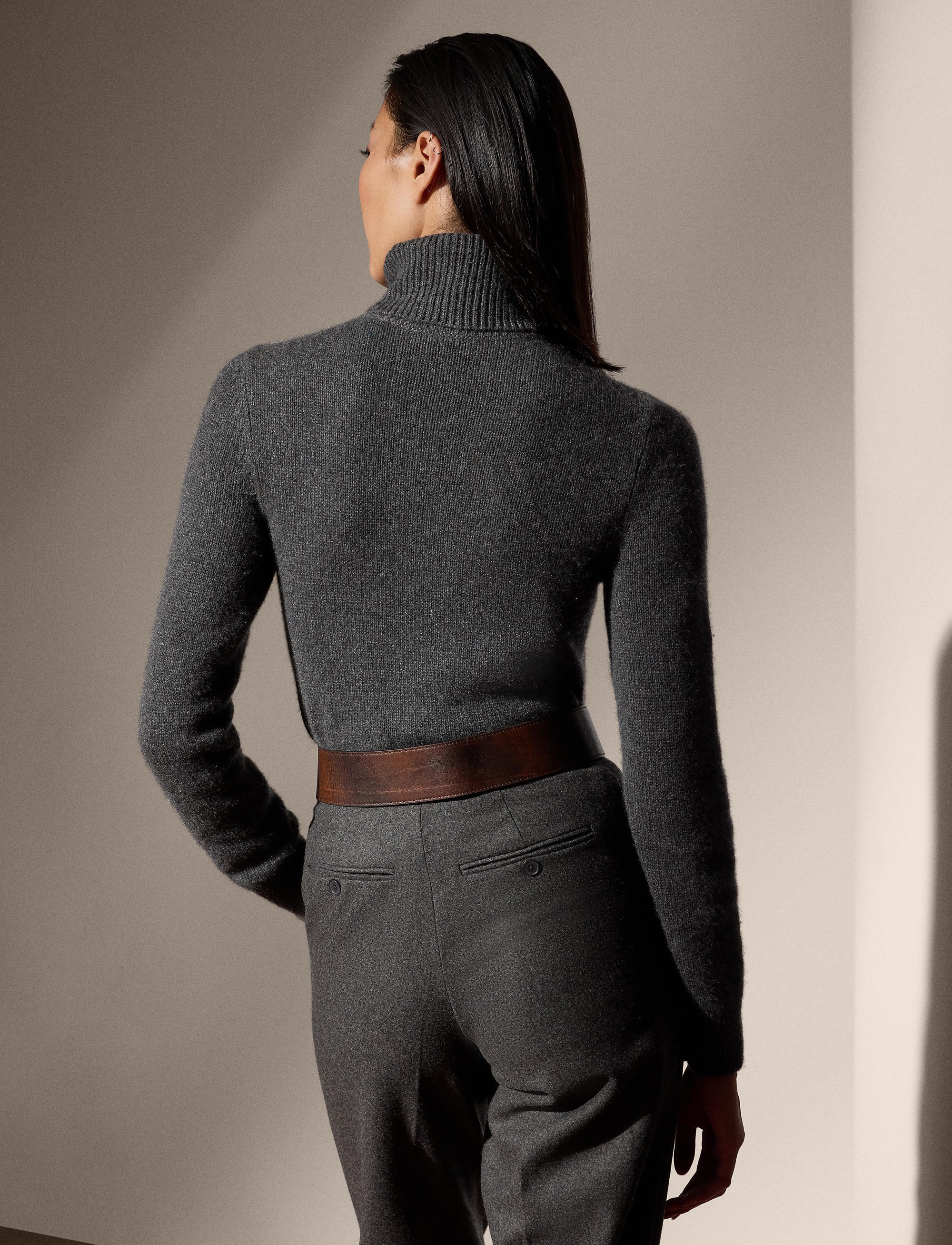 Pull à col roulé en cachemire - Medium Grey Melange 1