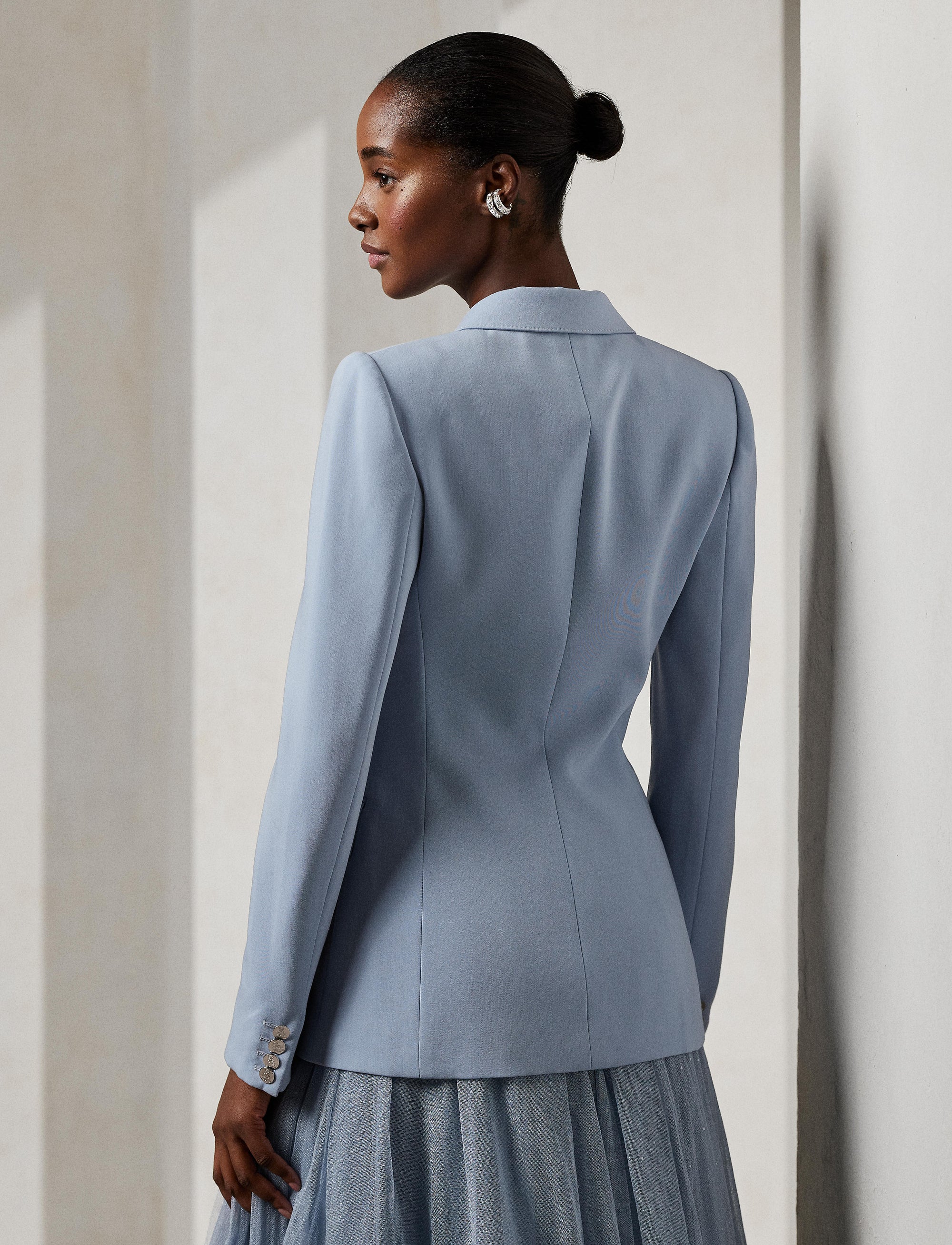 Veste Camden en gabardine de laine - Powder Blue
