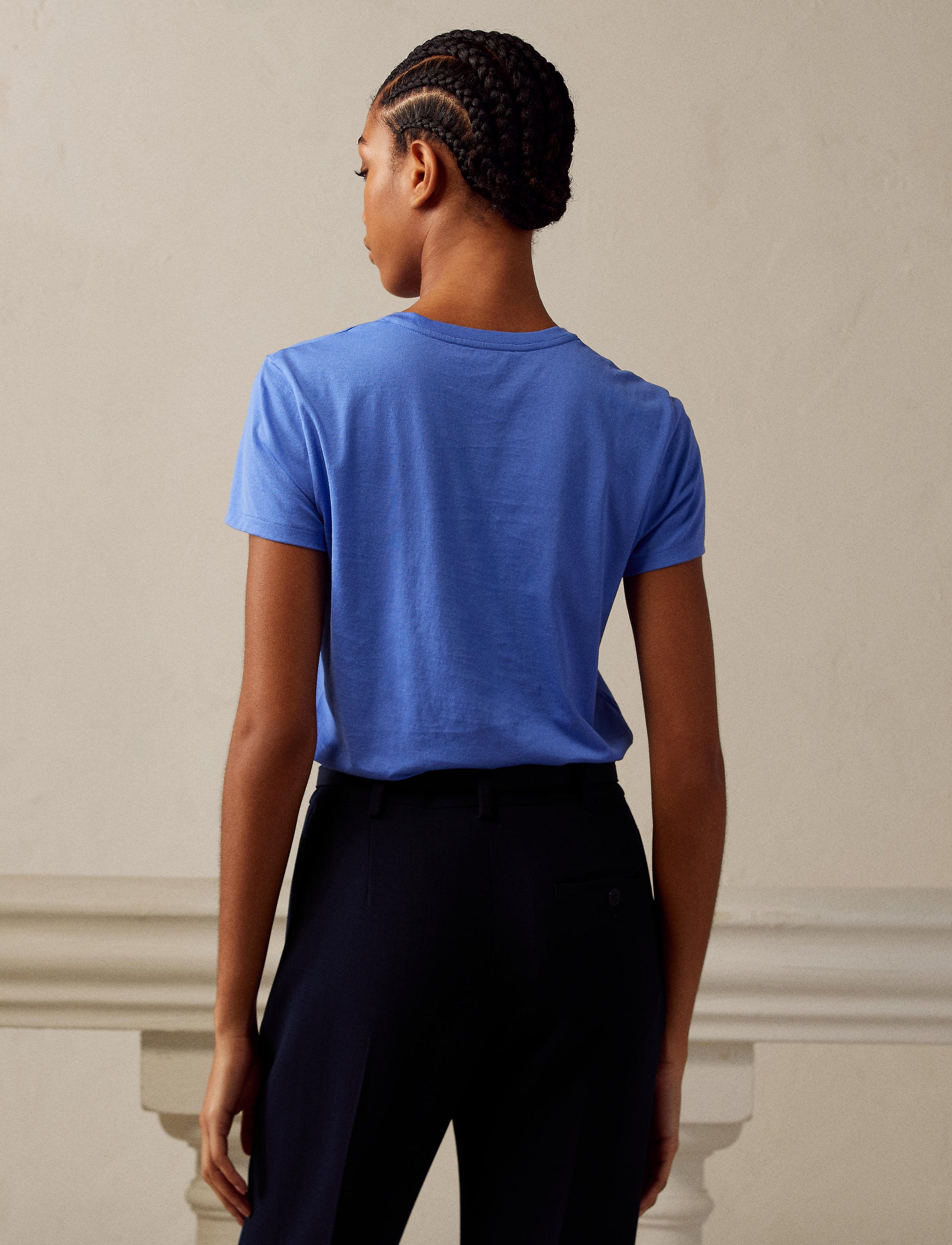 Cotton jersey monogram pocket t-shirt - Medium Blue