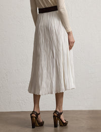 Malone pleated skirt in satin - Off-White