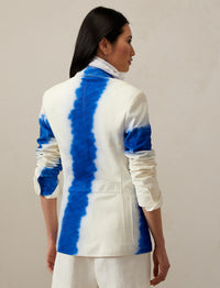 Blazer Shermin tie-dye en cuir velours - Indigo & White