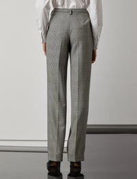 Pantalon Stamford prince-de-galles en laine - Black & Antique Cream