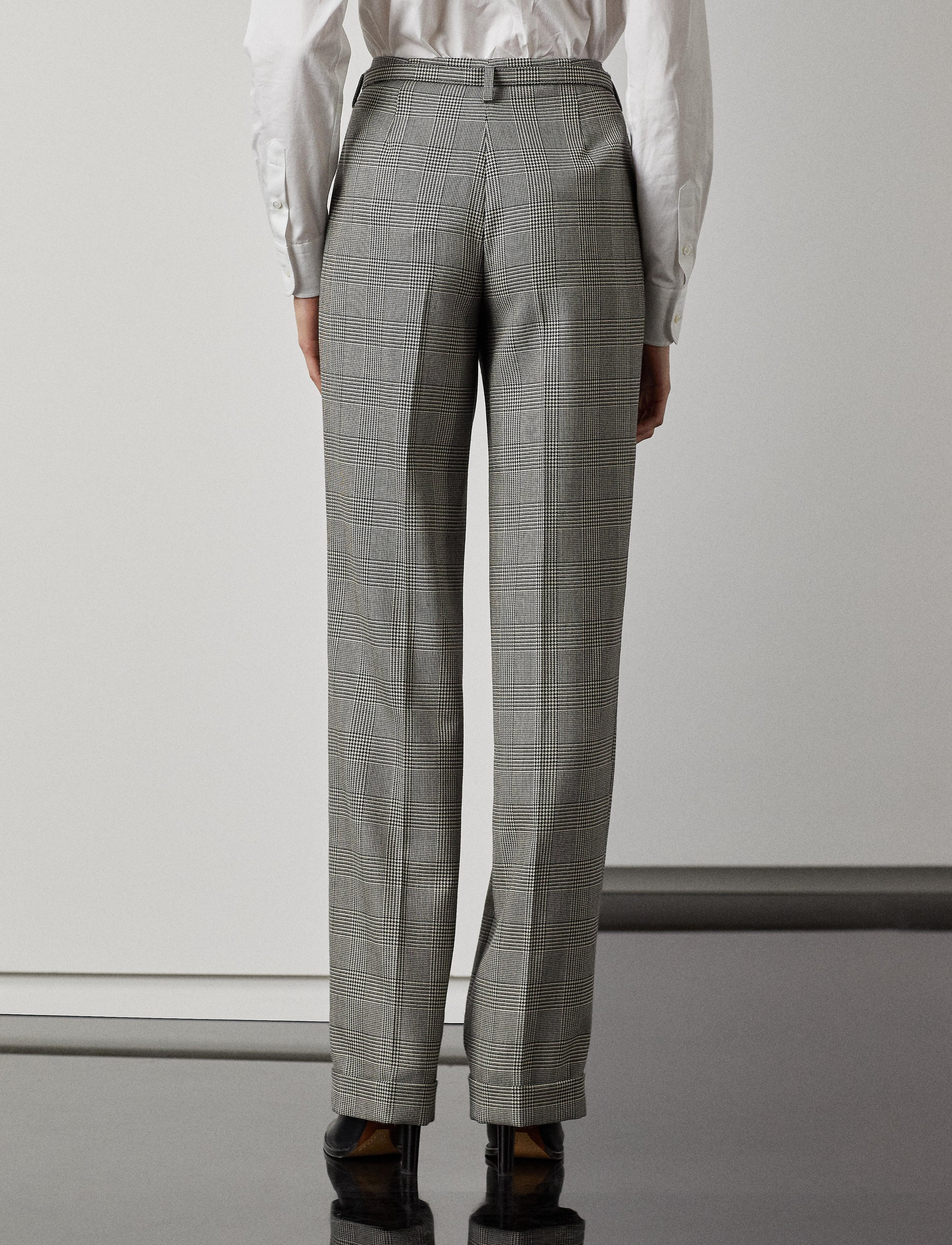 Pantalon Stamford prince-de-galles en laine - Black & Antique Cream