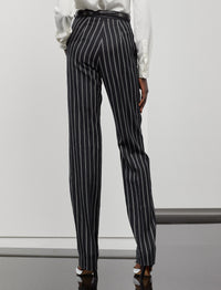 Pantalon Alaina en laine milleraies - Black & Cream