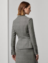 Veste Madelena prince-de-galles en laine - Black & Antique Cream