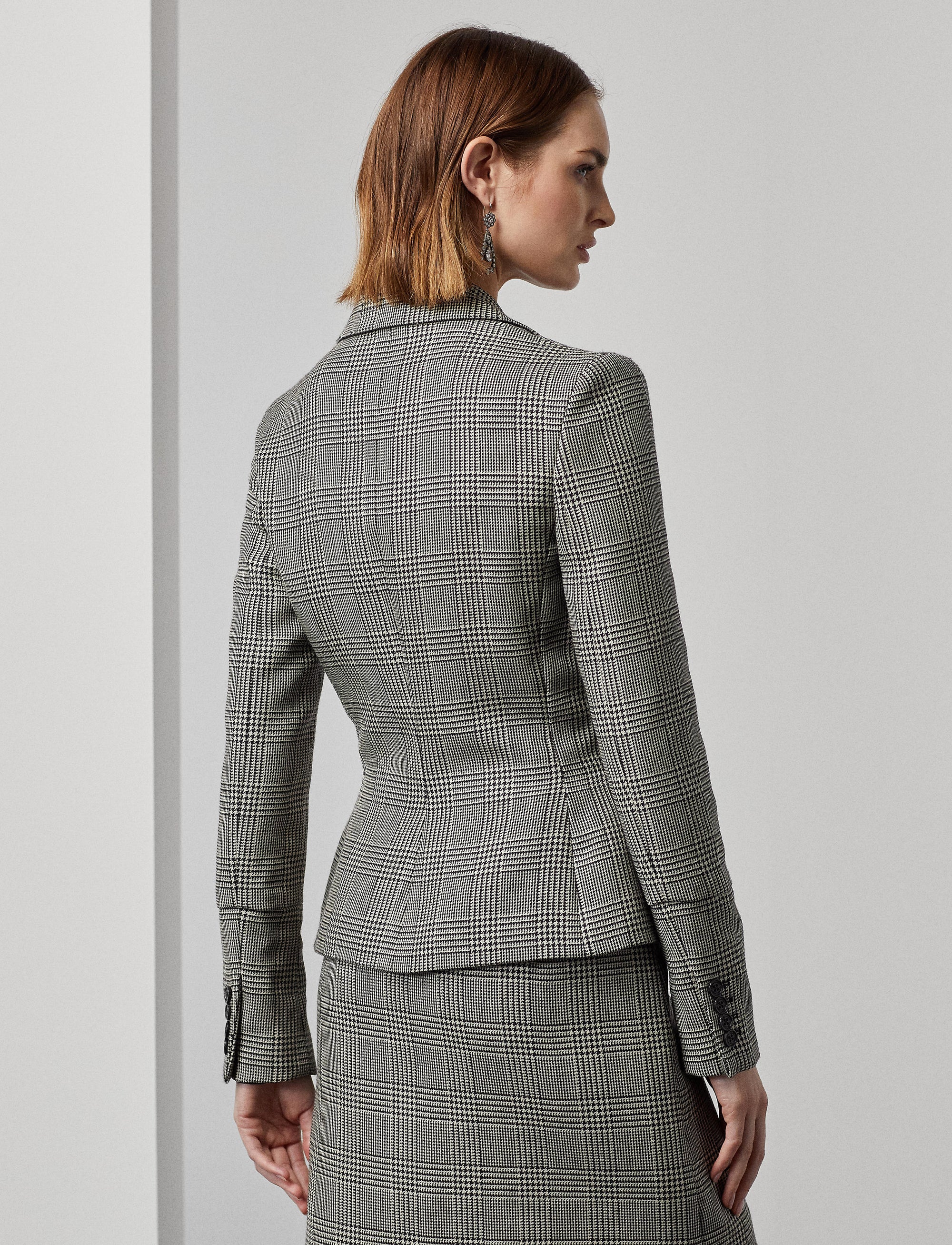 Veste Madelena prince-de-galles en laine - Black & Antique Cream