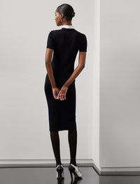 Robe-pull à col tissé - Black