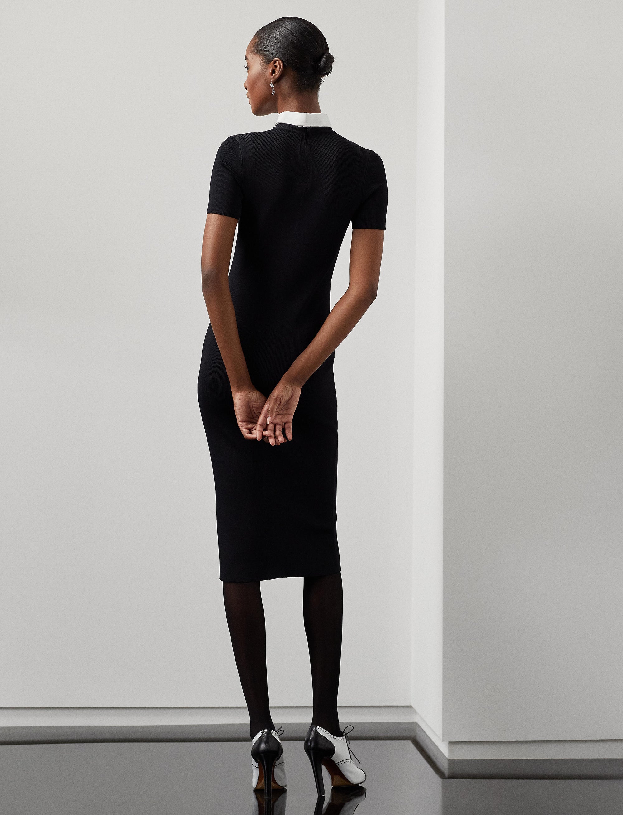 Robe-pull à col tissé - Black