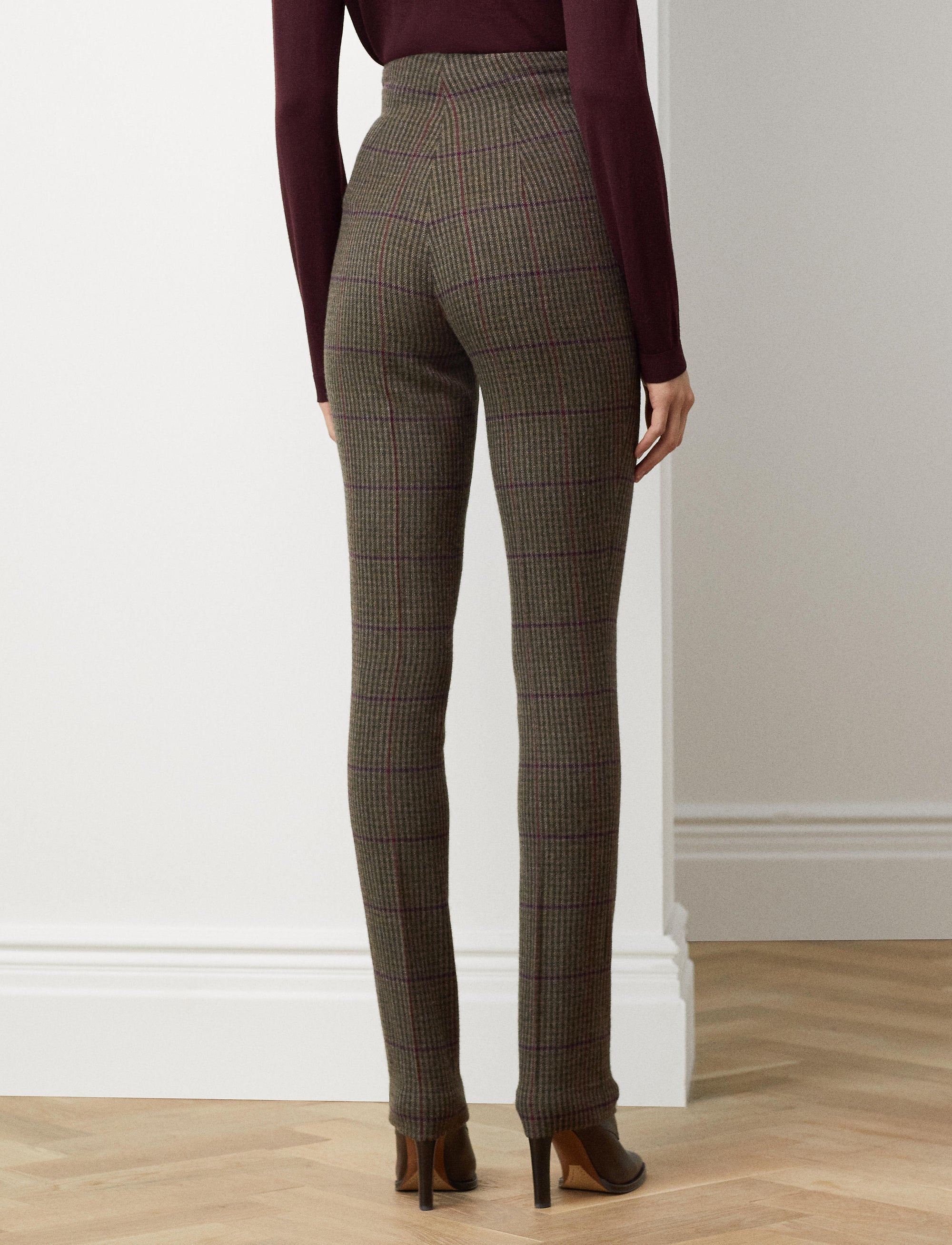 Pantalon Alisanne à carreaux en tweed écossais - Olive & Brown