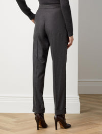 Pantalon Seina en flanelle de laine - Dark Grey Melange