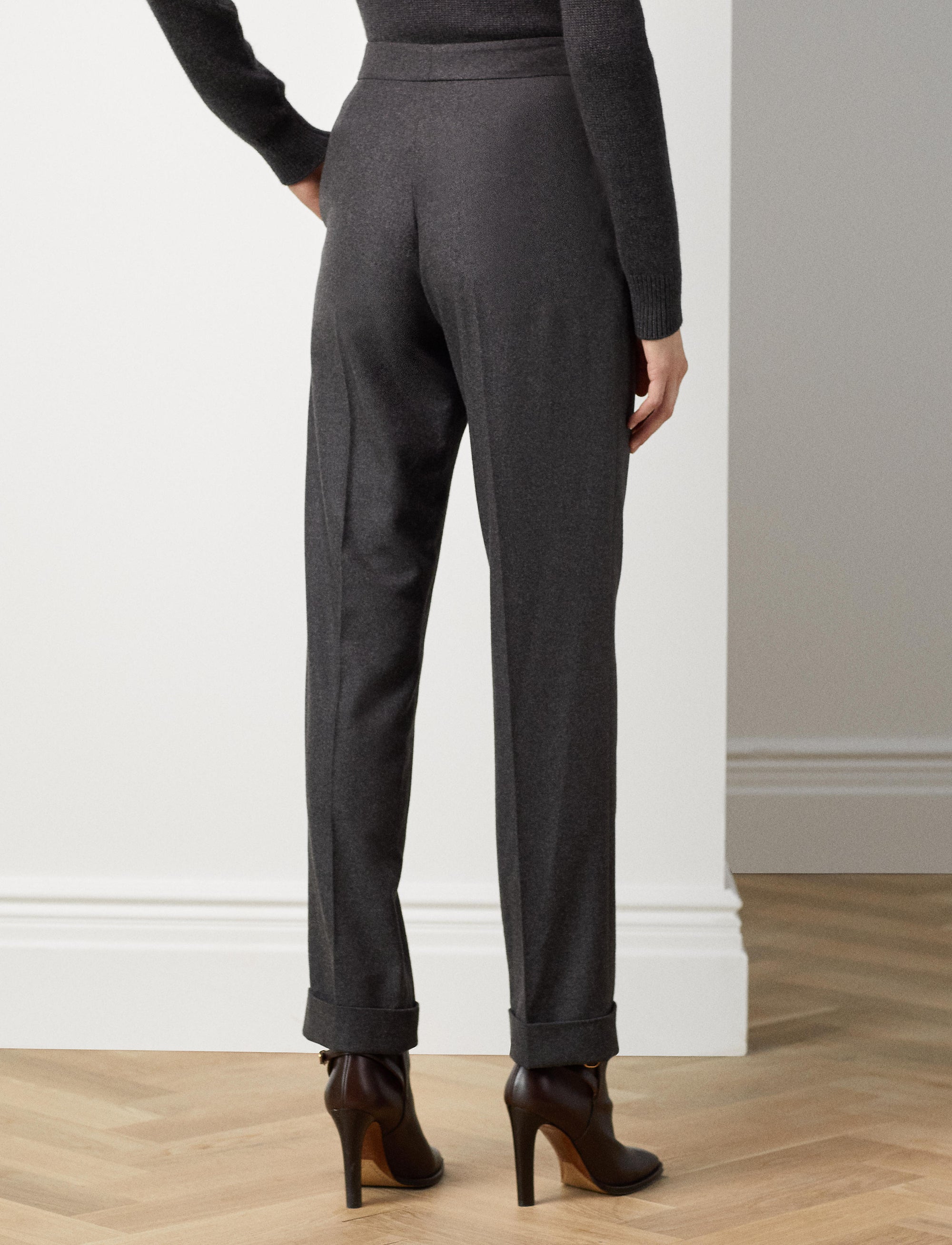 Pantalon Seina en flanelle de laine - Dark Grey Melange