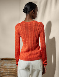 2pcs / NEW // BRIGHT ORANGE PULLOVER LONG SLEEVE LS CN CABLE