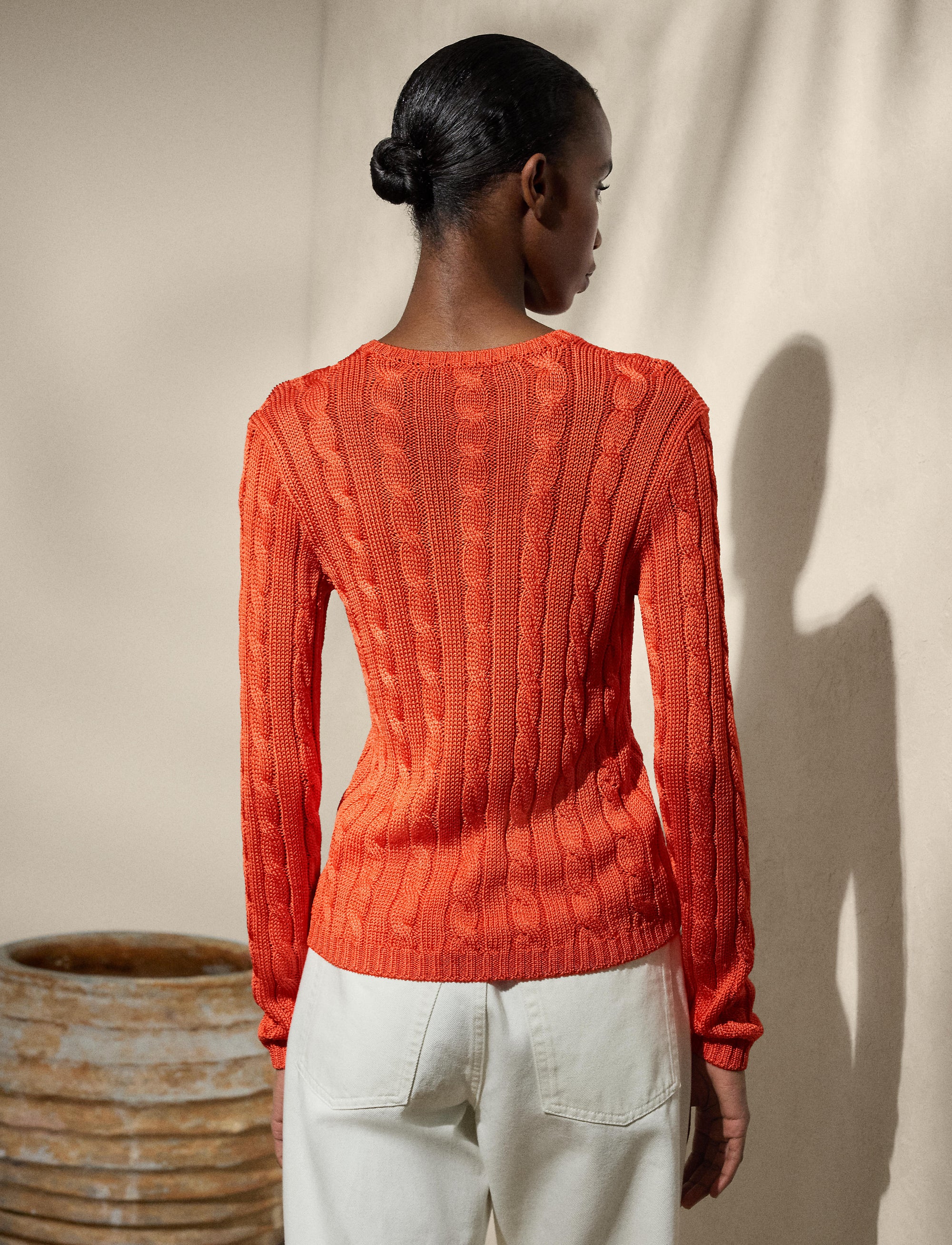 2pcs / NEW // BRIGHT ORANGE PULLOVER LONG SLEEVE LS CN CABLE