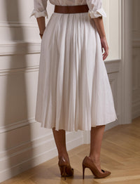 Arnav pleated skirt in linen mix - Offwhite