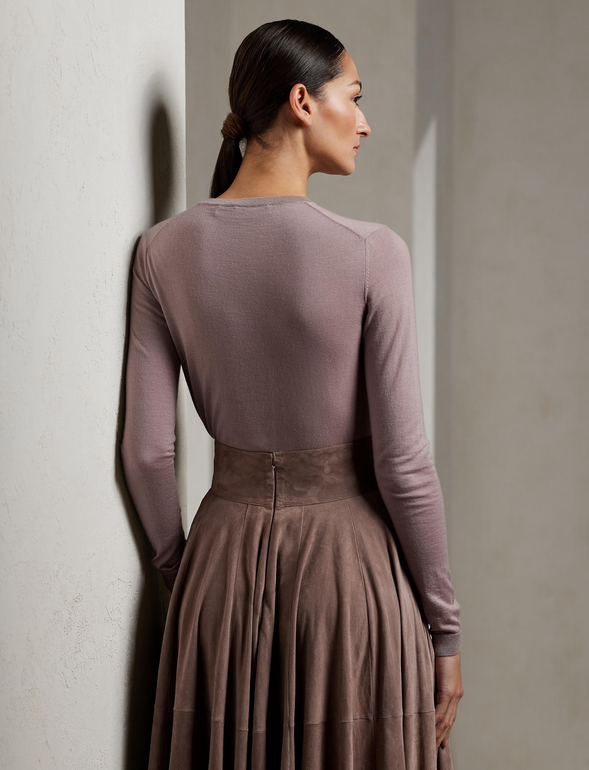 Pull col rond en cachemire - Mauve